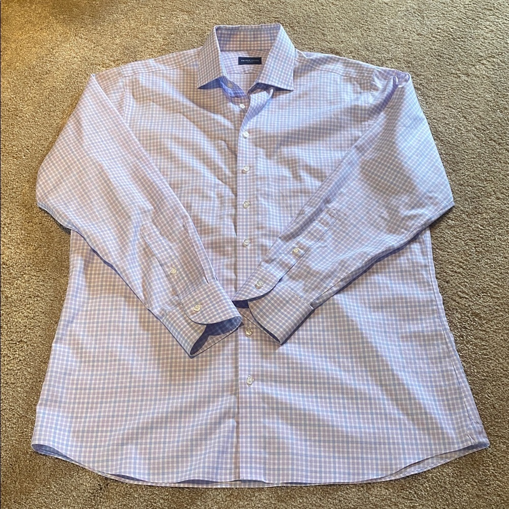 Proper Cloth Mayfair Wrinkle Resistant Lavender Blue Multi Check Size XL - Picture 2 of 10
